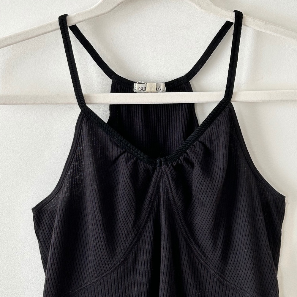 GENER R A Black Ribbed Halter Tank Top - Picture 2 of 12